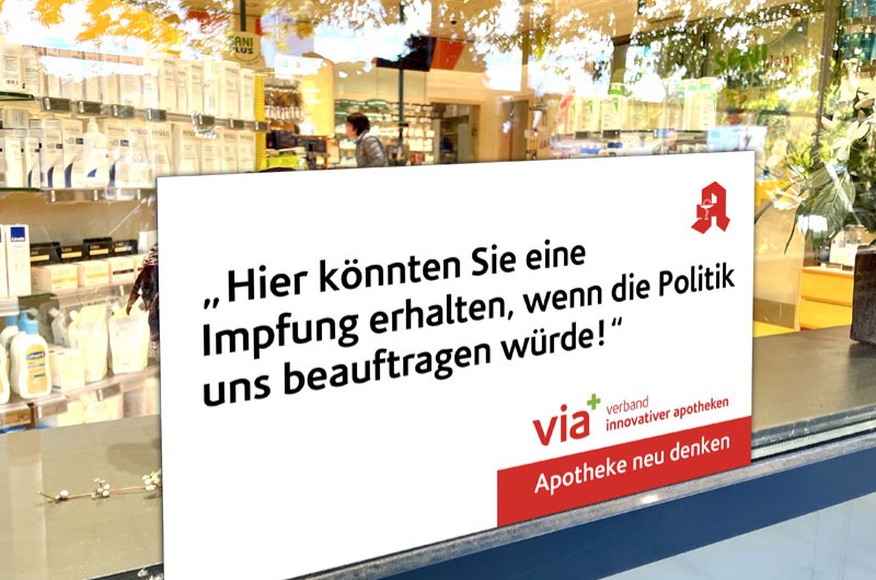via: Kampagne „Hier könnten Sie eine Impfung erhalten, wenn die Politik uns beauftragen würde.“