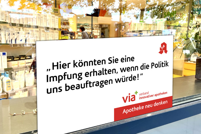 via: Kampagne „Hier könnten Sie eine Impfung erhalten, wenn die Politik uns beauftragen würde.“